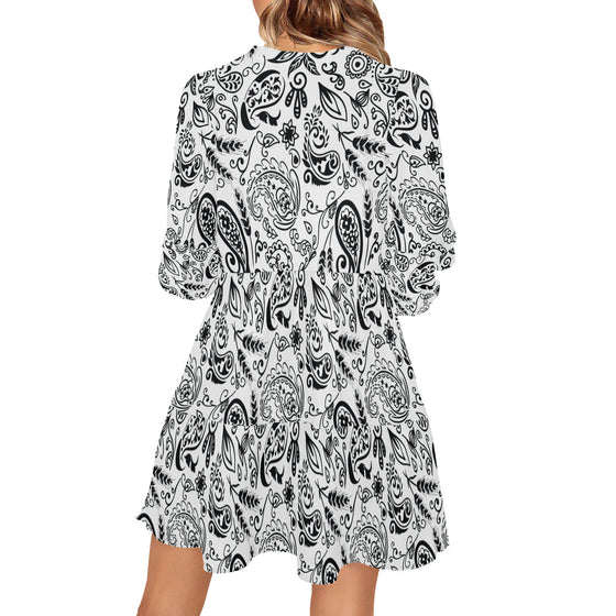 paisely dress V-Neck Loose Fit Dress (Model D62)
