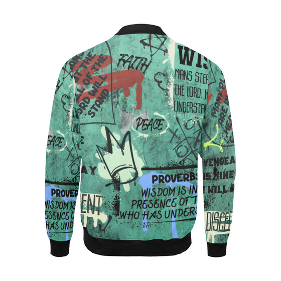 GOD WINDBREAKER All Over Print Bomber Jacket for Men