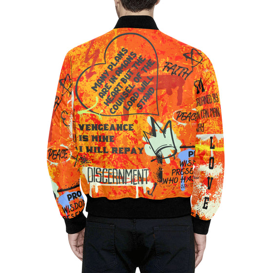 wisdom All Over Print Quilted Bomber Jacket