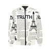 Scripture Print Puff Bomber Jacket