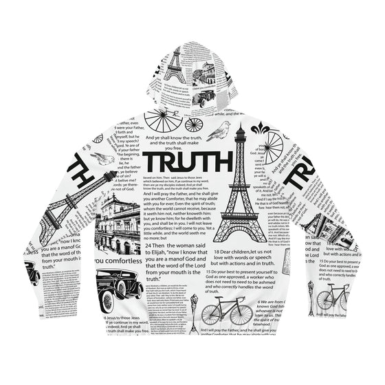 Scripture Print Mens Full-Zip Hoodie (Aop) All Over Prints