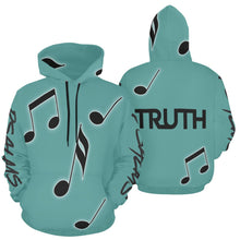  Music note 3 teal All Over Print Hoodie for Women