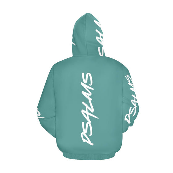 Psalms wht horizontal teal All Over Print Hoodie for Men (USA Size) (Model H13)