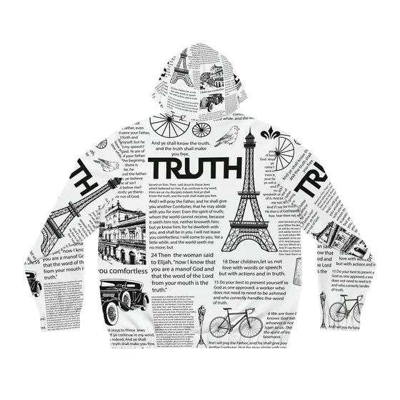 Scripture Print Mens Full-Zip Hoodie (Aop) All Over Prints