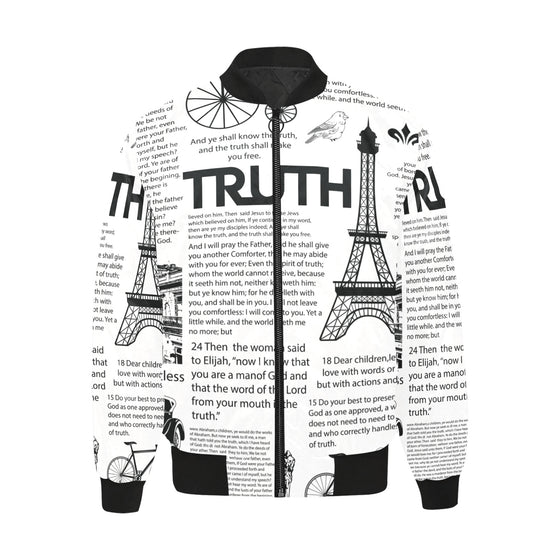 SCRIPTURE PRINT PUFF BOMBER