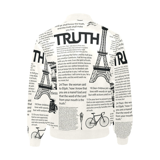 Scripture Print Puff Bomber Jacket